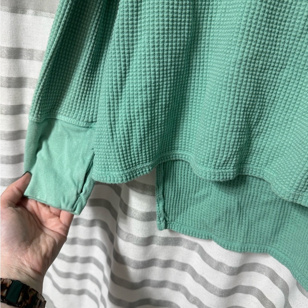 Offline Mint Green Quarter Button Down Waffle Shirt, XL - Picture 3 of 4